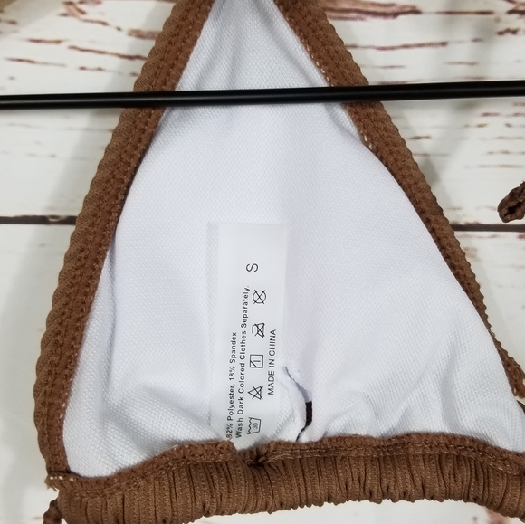 Shein | Brown Ribbed Crisscross Thong Bikini Set NEW - Picture 6 of 9
